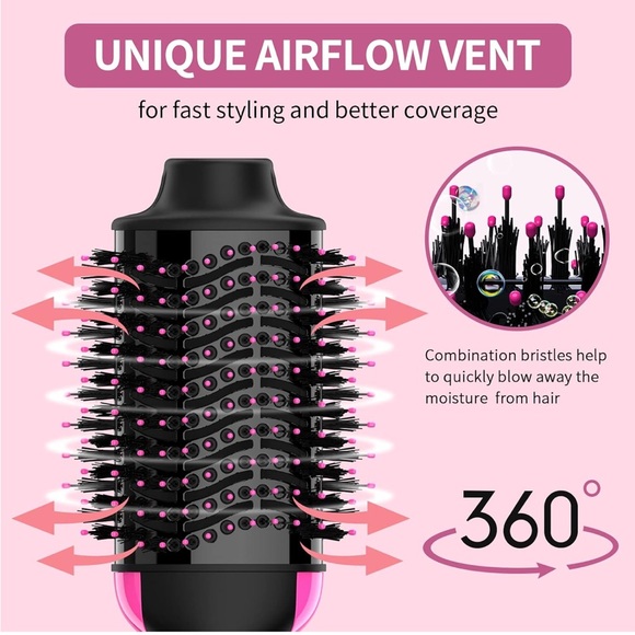 Revlon Hair Dryer Brush Blow Dryer Brush In One - black/pink - NWT - Picture 6 of 16